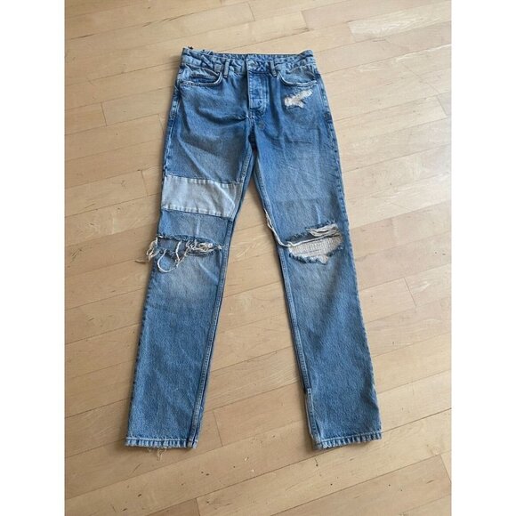 𝅺KSUBI Mens Jeans "Retrograde Trashed" Skinny Fit Sz 32 Distressed Button Fly - Picture 3 of 10